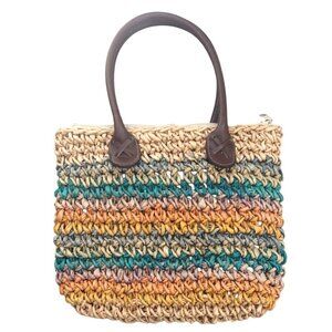 Cappelli Straworld Multi-Color Handbag Tote Purse Lined Zipper Closure Summer
